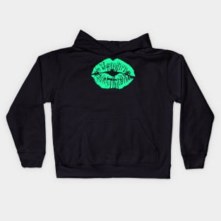 Green Lips Lipstick Kiss Kids Hoodie